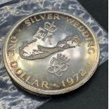 Bermuda silver wedding dollar 1972 28 g