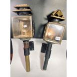 Two old carriage lamps