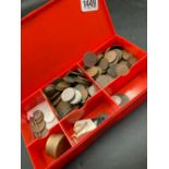 A red box of coins