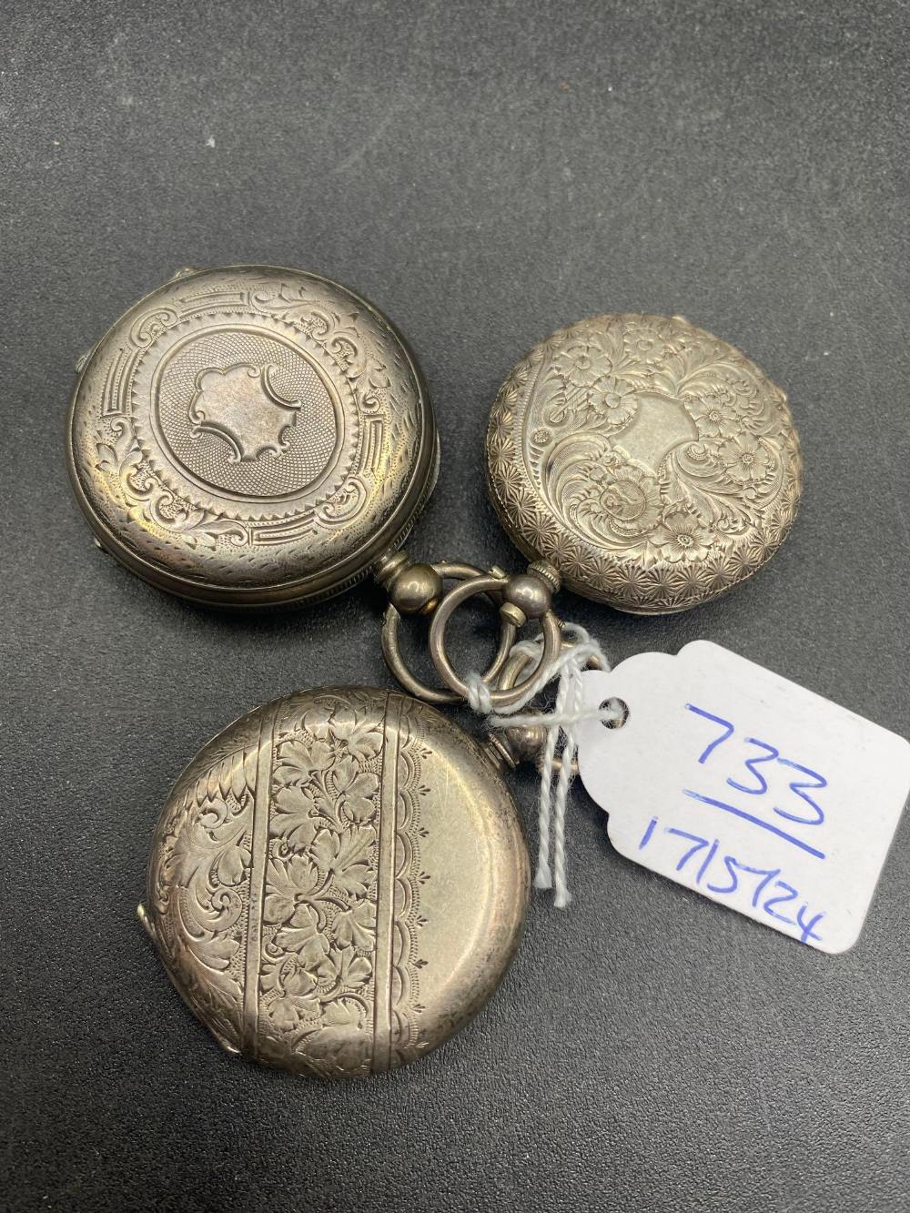 Three ladies silver fob watches with enamelled dials - Image 2 of 2