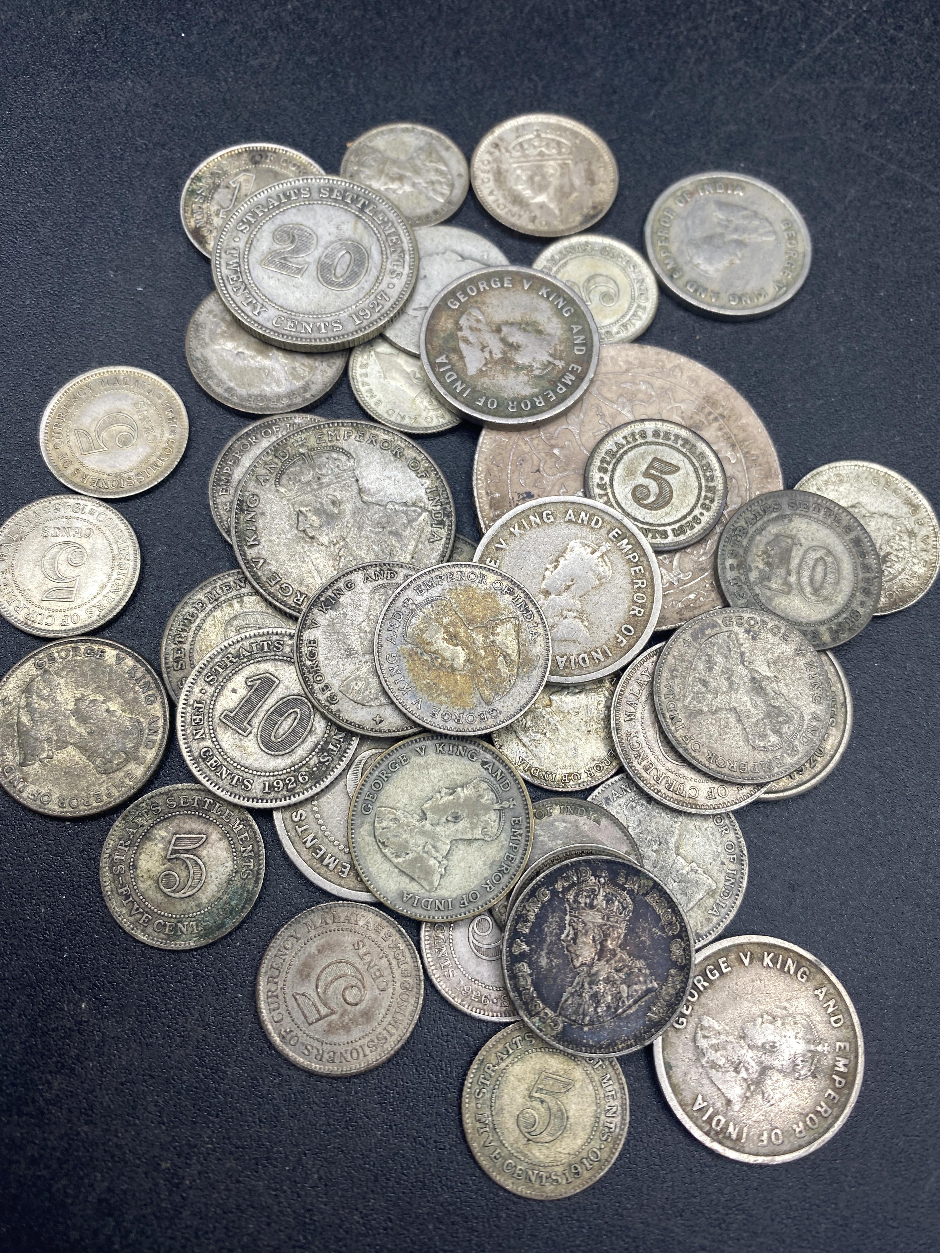 Straits Settlements and Malaya silver coins plus others - Image 2 of 2