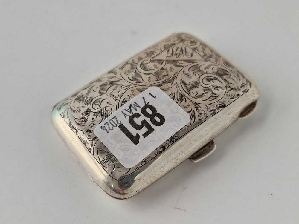 Another cigarette case engraved with scrolls. Birmingham 1930. 46gm