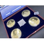 Boxed set of 4 gilt Medals British Military Money with C.O.A