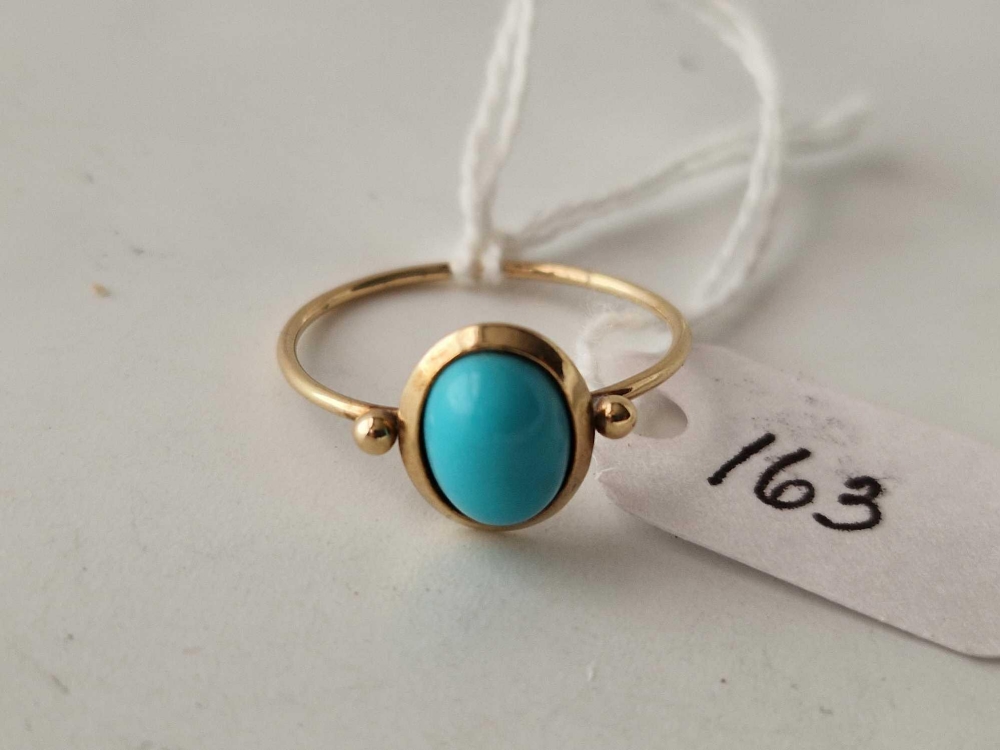 A turquoise ring 14ct gold size N 1.2 gms