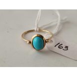 A turquoise ring 14ct gold size N 1.2 gms