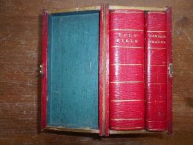 BIBLE & PRAYER BOOK a Bible & Prayer Book, both 1824, London, finely bnd. fl. red leather