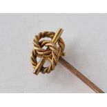 A knot stick pin 9ct 1.2 gms