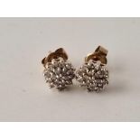 A pair of multi diamond stud earrings 9ct 1.2 gms