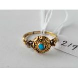 A Victorian turquoise ring 15ct gold size P 1.8 gms