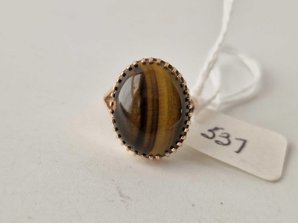 A tigers eye ring 9ct size J 3 gms