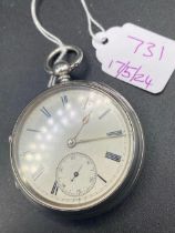 A crisp silver gents pocket watch with seconds dial