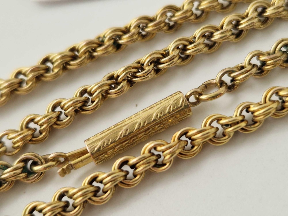 A ANTIQUE NECK CHAIN WITH CYLINDER CLASP 14CT GOLD 17 INCH 11.8 GMS - Image 2 of 2