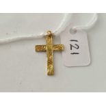 A scroll engraved pendant cross 9ct