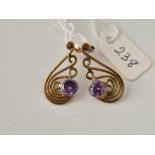 A pair silver gilt and amethyst earrings