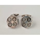 A large pair of hallmarked silver cufflinks 18 gms