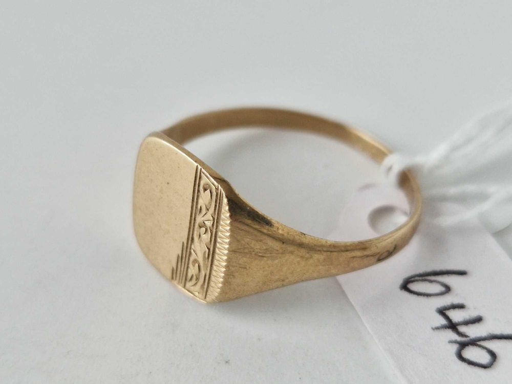 A gents signet ring 9ct size Z + 2 2.6 gms - Image 2 of 3