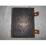 EADIE, J. Holy Bible c.1880, fl. tooled L. with brass corners & clasps, numerous cold. plts