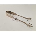 A pair of Exeter claw decorated sugar tongs, 1852 by JW,JW