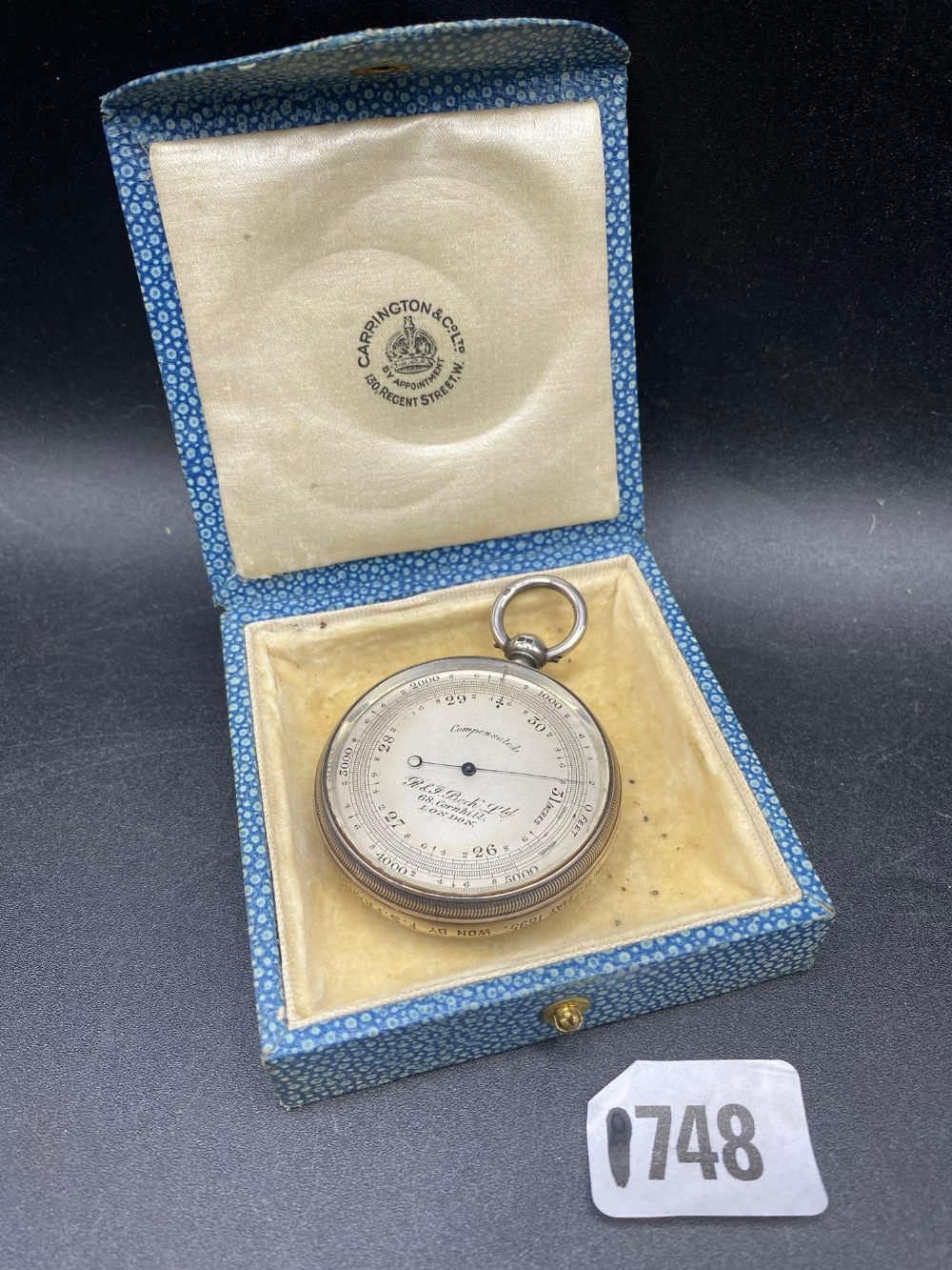 Compensated barometer in silver case from Beck Ltd. London