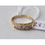 A five stone diamond ring 18ct gold size Q 3.8 gms