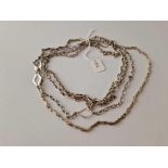 Four silver neck chains 68 gms