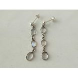 A pair of silver moonstone drop earrings