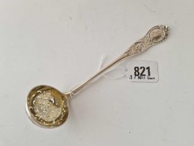 Victorian sifter ladle with chased stem. Glasgow 1843 By R G & S 53gm