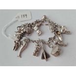 A silver charm bracelet 26 gms