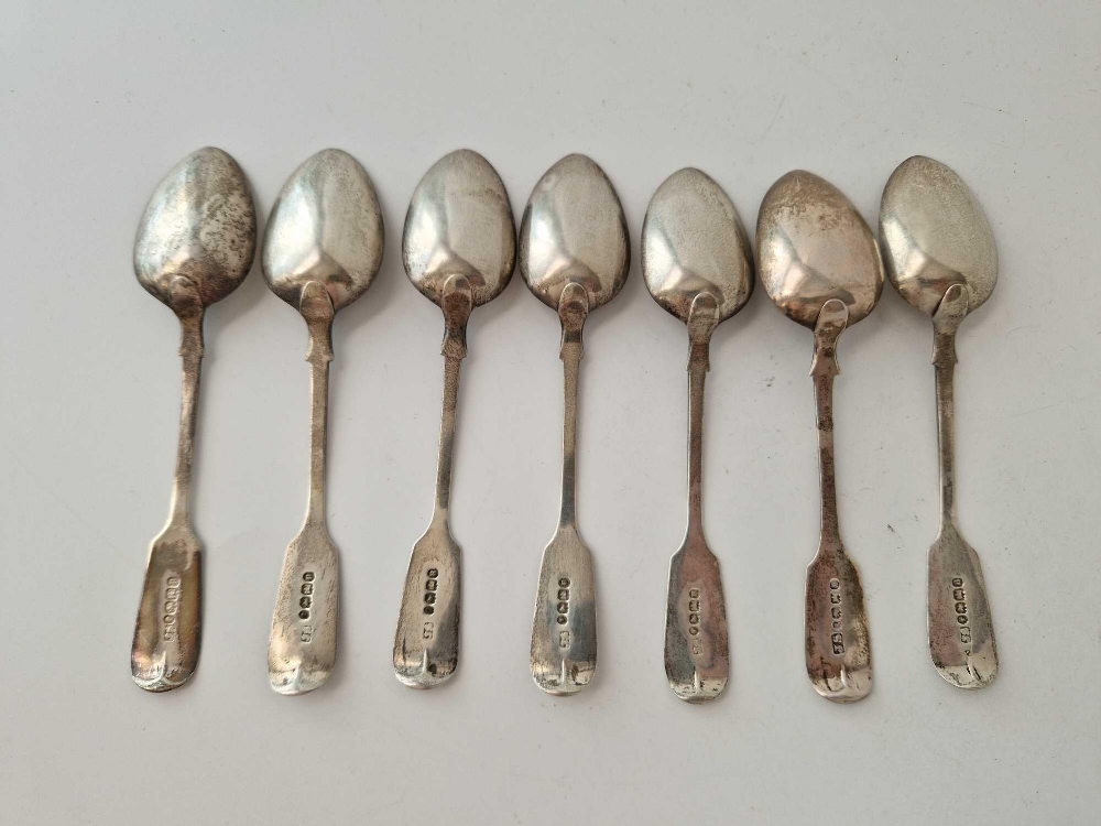 A set of six Exeter Victorian fiddle pattern teaspoons and one other by JS, 1873, 110 g - Image 2 of 2