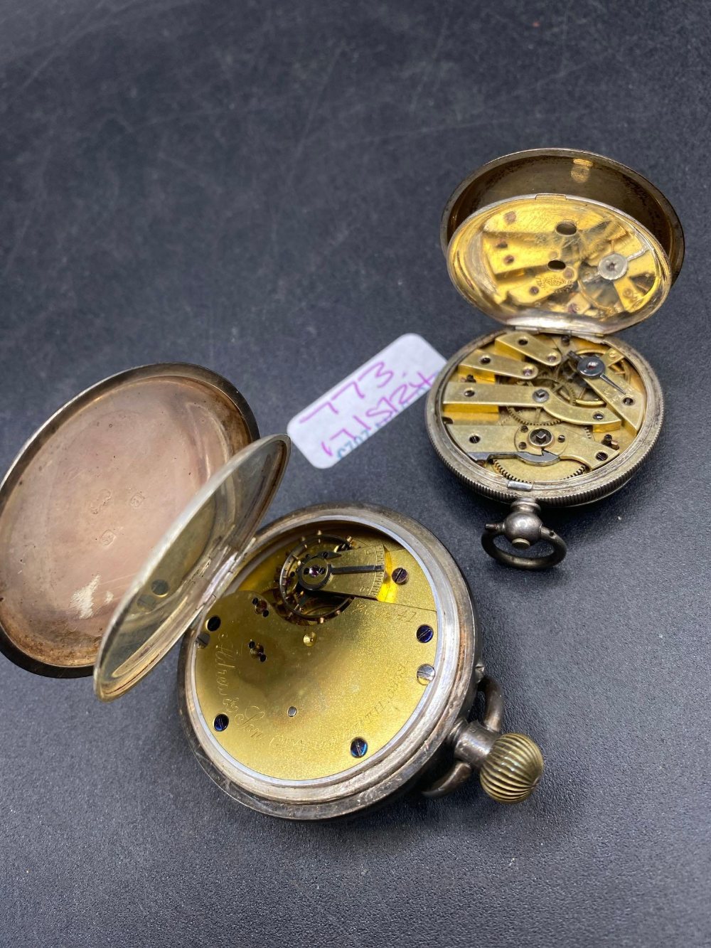 A gents silver pocket watch by ALDRIDGE with seconds dial and ladies silver watch - Image 2 of 2