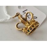 A royal crown charm some stones missing 9ct 2.4 gms