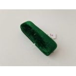 A antique green velvet stick pin box signed Fred Land Wakefield