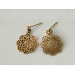 A pair of fancy circular earrings 9ct 2.1 gms