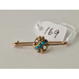 A turquoise brooch 9ct 1.8 gms