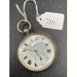 A gents silver pocket watch with seconds dial W/O