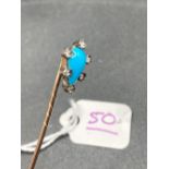 A very early Victorian turquoise and diamond stick pin