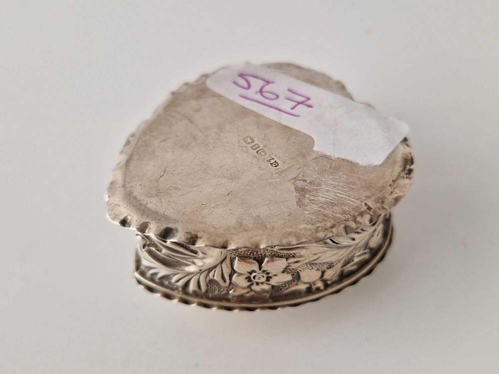 A 1888 silver heart shaped ring box - Image 2 of 3