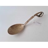 Large Danish silver spoon with curved end 9 in long. 110gms