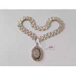 A Victorian silver locket on collar 16 inch