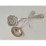 George III sauce ladle. London 1807 and a French sifter spoon. 99gms