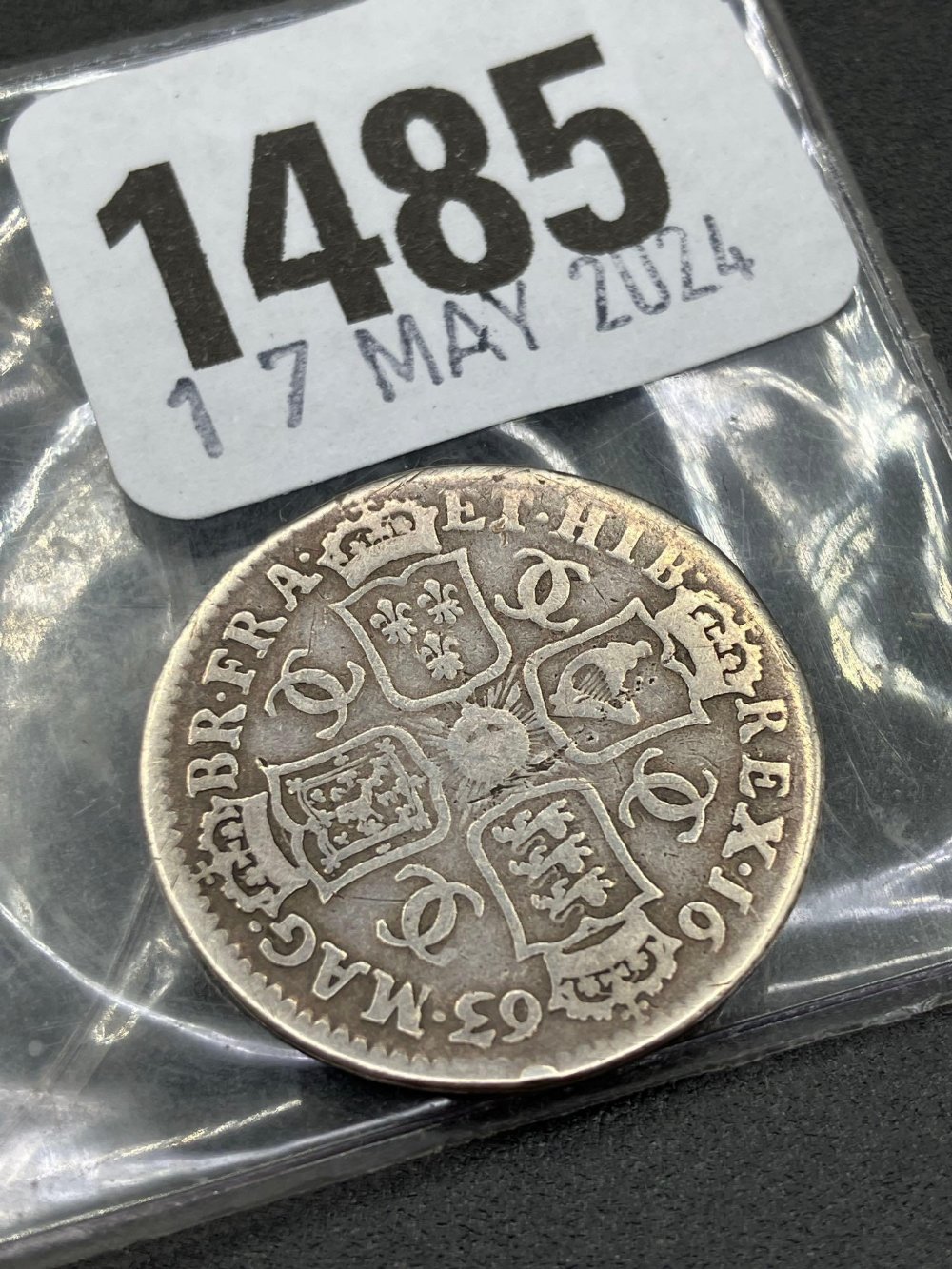 Charles II shilling 1663 scarce - Image 2 of 2