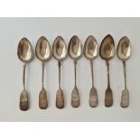 A set of six Exeter Victorian fiddle pattern teaspoons and one other by JS, 1873, 110 g