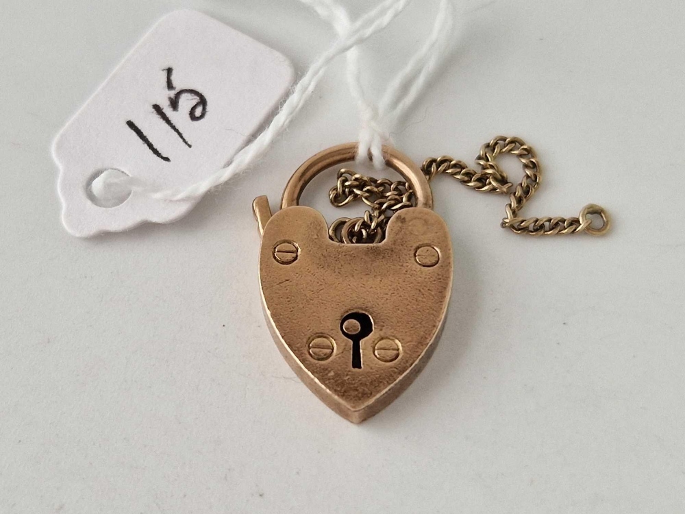 A rose gold padlock charm 9ct 4.5 gms