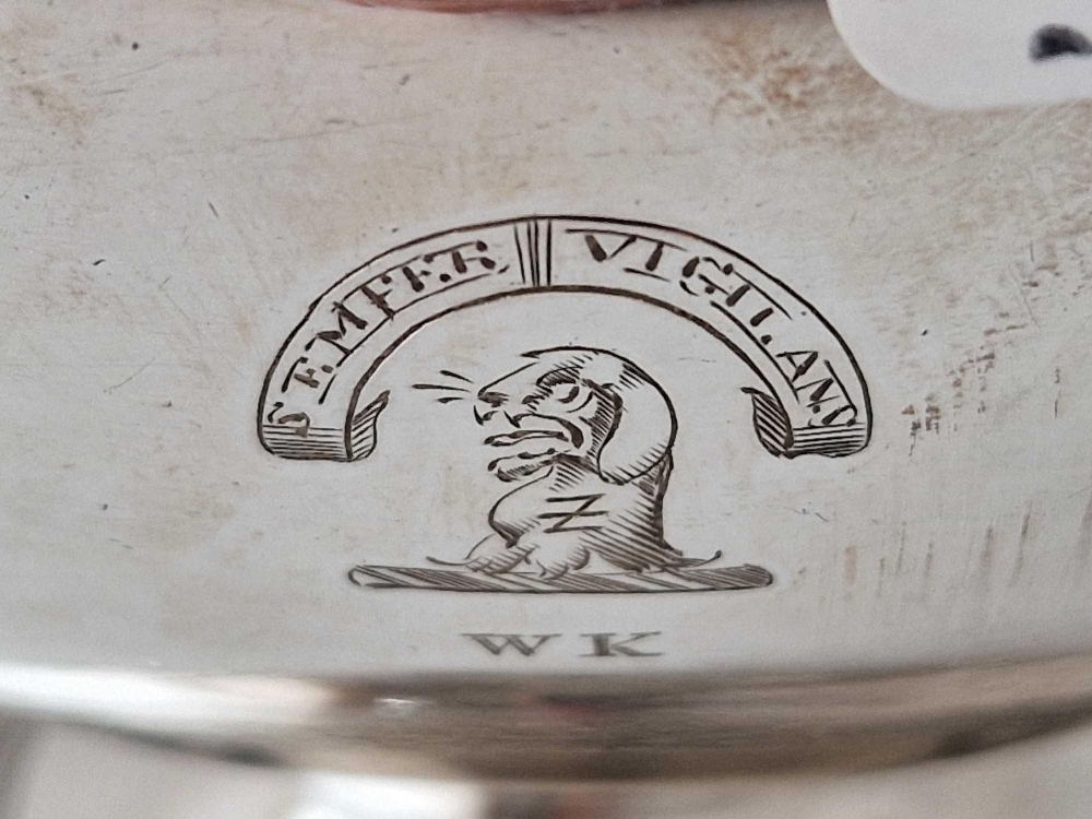 Good quality Georgian bowl with snake handles and spreading foot. 7 in over handle. London 1802 By S - Image 2 of 4