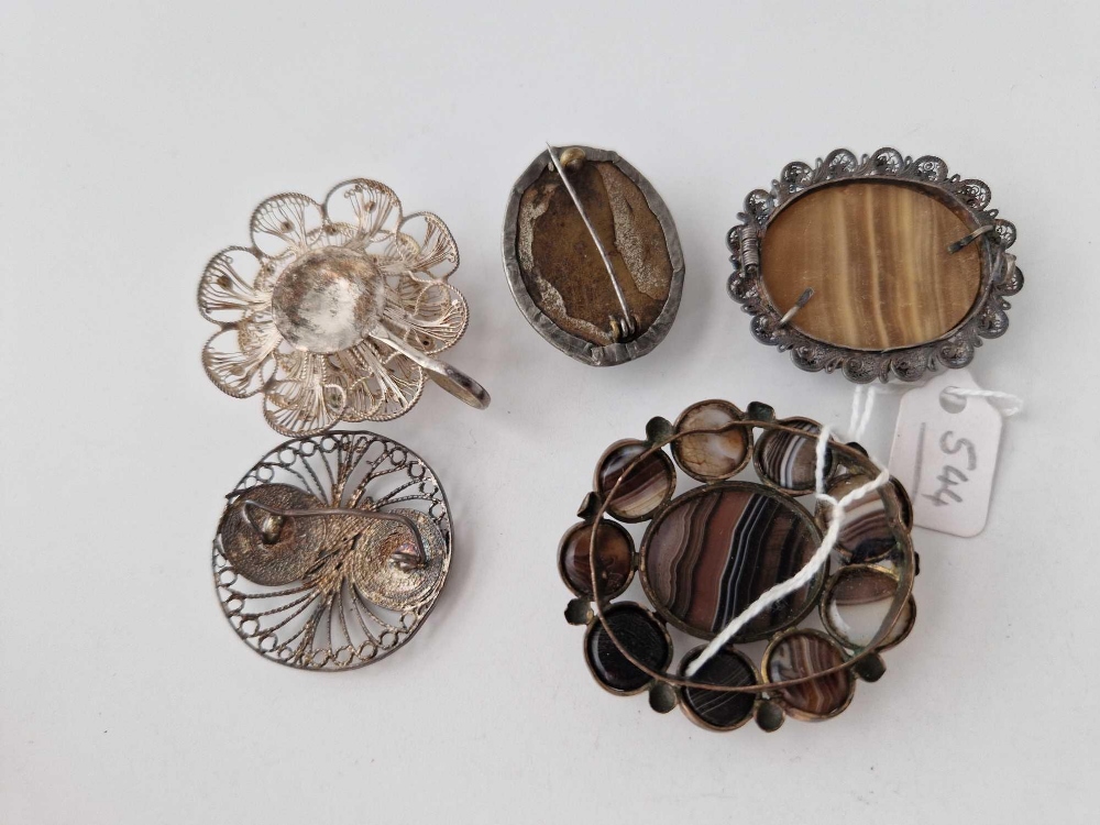 A old oval agate brooch with no pin silver filagree brooch etc. - Image 2 of 2