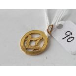 A masonic pendant 9ct 1.4 gms