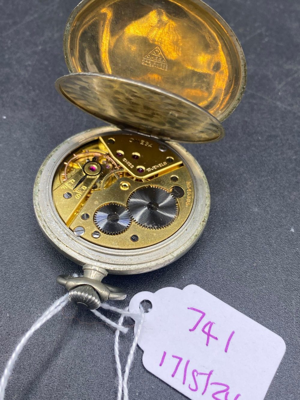 A metal cased OMEGA pocket watch with seconds dial - Image 2 of 2