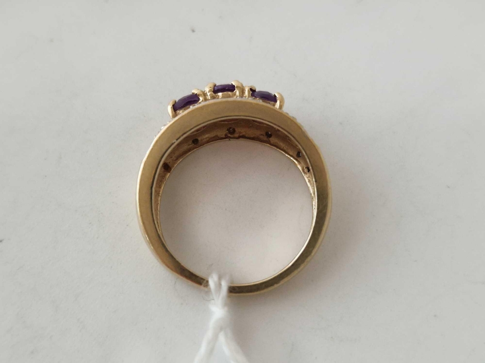 A amethyst and diamond ring 9ct size L 4 gms - Bild 3 aus 3