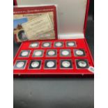 Cased set of 14 French silver proof medal with COA