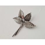 A 1960s silver leaf brooch with ladybird